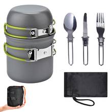 Portable Outdoor Tableware Ultra-Light Camping Hiking Travel Utensils Picnic Cookware Set Folding Spoon Fork Knife Bowl Pot Pan 2024 - buy cheap