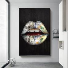 Money on Mouth Inspirational Canvas Art Posters And Prints Lips Graffiti Art Canvas Paintings On the Wall Street Art Pictures 2024 - buy cheap