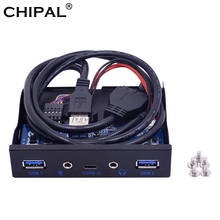 Chipal hub dianteiro 5 portas usb 3.1, TYPE-C usb 3.0 com cabo de alimentação para desktop 3.5" 2024 - compre barato