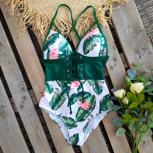 2020 New Abdomen Control Wasit Push Up Swimsuit Print Swimwear Vintage Retro Bathing Suits Bodysuit Beach Wear Backless XXXL 2024 - buy cheap