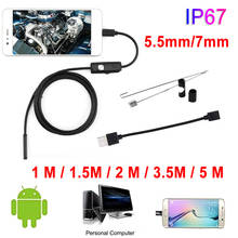 5.5mm 7mm Endoscope Camera 6 LEDs Adjustable 1M/1.5M/2M/3.5M/5M Flexible IP67 Waterproof Inspection Borescope Camera For Android 2024 - buy cheap