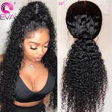 Peruca lace front 250% de eva, 4x4, cabelo humano encaracolado, hd, transparente, fechamento de laço, perucas 2024 - compre barato