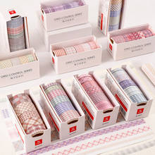 6Pcs Washi Tape Set grid stickers maskingtape papeleria Kawaii scrapbook office scrapbooking stationery Decorative tape supplies 2024 - buy cheap