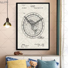 Art Poster 1892 Flat Earth Map Movie World Map Modern Canvas Painting Retro Wall Pictures Prints for Living Room Home Decor 2024 - buy cheap