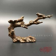 Antique Bronze Carving Bird Plum Blossom Arrangement Creative Small Ornaments 2024 - buy cheap