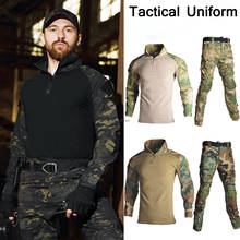 Roupa tática de caça, uniforme de treinamento militar de tiro, airsoft, paintball, camisas e calças com cotoveleira, joelheiras 2024 - compre barato