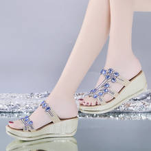 Rhinestone Sandals Platform Shoes for Women Wedge Heels Sandals Women Shoes Casual Fashionable Shoes Women Slippers Summer New 2024 - buy cheap