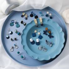 Brincos de pingente de flor geométrica azul coreano, brincos de gota múltiplas, brincos de acrílico de resina floral na moda 2024 - compre barato