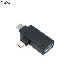 YuXi OTG USB 3.1 Tipo-C + Micro USB Macho para USB 3.0 Tipo A Fêmea Adaptador Conector 2 em 1 Anfitrião OTG Adapter Converter 2024 - compre barato