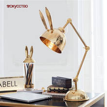 Luminária de mesa com orelhas de coelho, moderna, decoração em casa, luminária giratória para escritório, quarto, escritório 2024 - compre barato