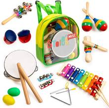 Conjunto de instrumento musical, 18 peças, adequado para crianças, de madeira, mista, brinquedo, promoção de brinquedo educacional 2024 - compre barato