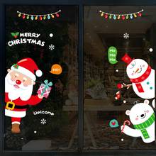Рождественские настенные наклейки на окна, стекло, клейкие наклейки Санта-Клауса, рождественские наклейки, Декорации для дома, новый год, 2020 2024 - купить недорого