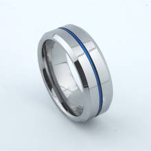 8mm azul carboneto de tungstênio anéis de casamento para homens e mulheres dedo jóias masculino casais casamento aniversário alianças presente 2024 - compre barato
