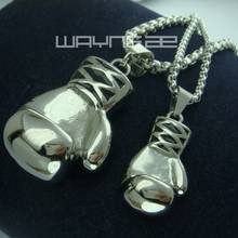 Set Couple Gold GF Stainless steel boxing glove Pendant Free chain necklace N243 2024 - buy cheap