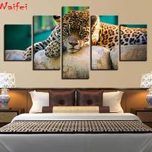 Novidades 5d faça você mesmo pintura diamante kit de ponto cruz estampa mosaico completo redondo pintura de diamante decoração 5pcs pinturas de leopardo 2024 - compre barato