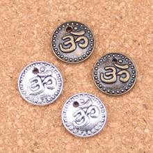 68pcs Charms double sided yoga om 15mm Antique Pendants,Vintage Tibetan Silver Jewelry,DIY for bracelet necklace 2024 - buy cheap