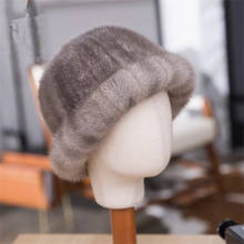 Female Winter Hats of Genuine Mink Fur Women Girls Bucket Hat Warm Soft Outdoor Caps H41 2024 - buy cheap