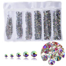 1700pcs High Quality Mix 6 Sizes Crystal AB Hot Fix Rhinestones Flatback Glass стразы Hotfix Rhinestone For Wedding Dress B3915 2024 - buy cheap