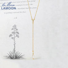 LAMOON Vintage 925 Silver Necklace For Women Diamond Natural White Crystal Long Pendant 14K Gold Plated Fine Jewerly LMNI112 2024 - buy cheap
