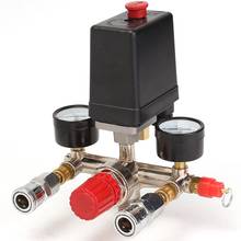 Manómetros reguladores de alivio del colector de interruptor de válvula de presión de compresor de aire, 90 ~ 120 Psi, 240V, 17x15,5x19cm 2024 - compra barato