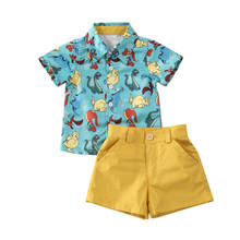 Summer Kids Baby Boy Outfits Gentleman Dinosaur T-Shirt Tops+Yellow Shorts Fashion Children Boy Beach Clothes Outfits 1-6Y 2024 - buy cheap