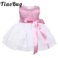 Vestido tutu infantil feminino com pérolas e pescoço, para festas de aniversário, primeira comunhão, casamento, princesa 2024 - compre barato