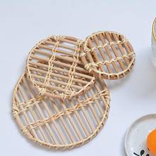 Rattan Woven Storage Tray Snacks Coffee Table Mat Photography Props Home Decor 2024 - buy cheap