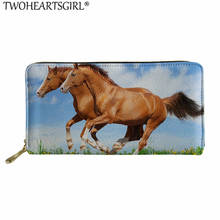 Twoheartsgirl Horse Wallet Women Leather Female Purse Luxury Design Long Wallets and Card Holder Clutch Ladies Money Bags 2024 - buy cheap