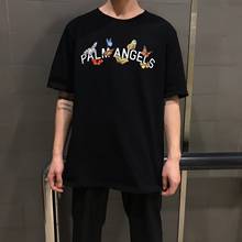 Palm Angels-Camiseta de manga corta para hombre y mujer, camisa de manga corta con letras de mariposa, estilo casual, salvaje 2024 - compra barato