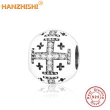 2018 Newest 925 Sterling Silver Cross Charms Bead With Clear CZ Fits Original Pandora Charm Bracelet DIY Women Jewelry Making 2024 - buy cheap