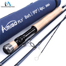 Maximumcatch amigo 8.6ft/9ft ação rápida vara de pesca com mosca 4-8wt 30t sk fibra carbono haste da mosca com tubo cordura 2024 - compre barato