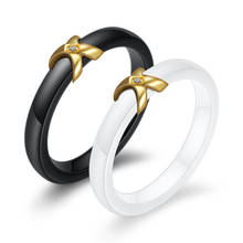 Anel de dedo cruz preto/branco, anel de cerâmica de aço de titânio, vintage, casamento, noivado, para mulheres e homens 2024 - compre barato