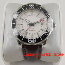 41 мм без логотипа роскошные часы с белым циферблатом светящиеся saphire стекло; кожаный ремешок GMT Автоматические Мужские механические Watches-BA193 2024 - купить недорого