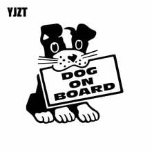 YJZT 13.9X14.3CM Dog On Board Cartoon Car Sticker Decor Vinyl Decal  Puppy Pet Love Black/Silver C24-1183 2024 - buy cheap