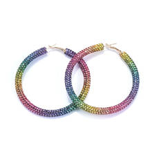Fashion Simple Big Circle Earrings Women Luxury Multicolor Rhinestone Drop Earrings Female Elegant Statement ZA Earring Jewelry 2024 - buy cheap