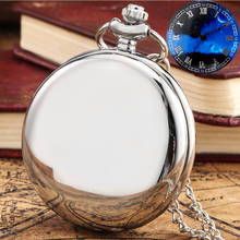 Único mostrador azul estrelado retro preto/prata face lisa relógio de bolso de quartzo colar pingente analógico lembrança presentes para homens 2024 - compre barato
