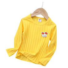 Camiseta infantil de algodão e manga longa, blusa para crianças e bebês, cores de doce, para meninos e meninas, 2021 2024 - compre barato