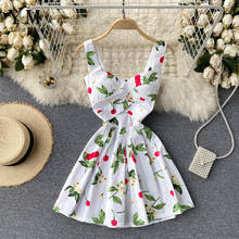 YuooMuoo Sexy Chest Padded Spaghetti Strap Mini Dress 2021 Summer Korean Fashion Floral and Polka Dot Print Beach Short Dress 2024 - buy cheap