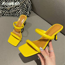 Aneikeh-Sandalias de tacón para Mujer medio con punta abierta cuadrada, zapatos de verano, talla 35-39, 2022 2024 - compra barato