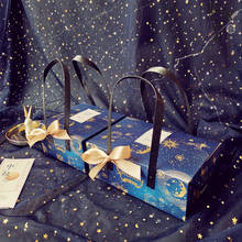 Caja de regalo de mano para Año Nuevo, embalaje de pastel de luna con patrón de estrella, suministros de fiesta de cumpleaños, 2021 2024 - compra barato