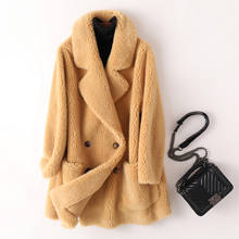 Женское пальто из искусственного меха, свободное зимнее повседневное пальто с отложным воротником размера плюс, толстое теплое пальто из овечьей шерсти H674 2024 - купить недорого