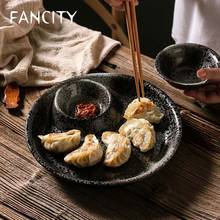 Fancity estilo japonês redonda cerâmica utensílios de mesa quadrado placa de bolinho com vinagre prato criativo prato frio do agregado familiar 2024 - compre barato