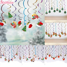 Decoración en espiral de Navidad para el hogar, adornos navideños de Papá Noel, muñeco de nieve, alce, patrón de árbol de Navidad, 8 Uds. 2024 - compra barato