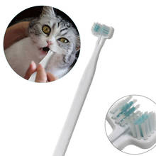 Escova de dentes para gato, de estimação, dupla cabeça, escovação dental, multi-ângulo, limpeza, refrescante, cuidados bucais, para cães e gatos, suprimentos 2024 - compre barato