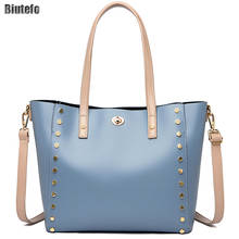 Fashion Rivet Women Handbags Large Tote Bag Leather New Elegant Shoulder Bag Women Luxury Handbags Women Bags Designer SAC 2020 2024 - buy cheap