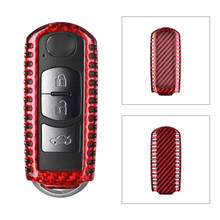 Capa de chave de carro dobrável, capa vermelha de fibra de carbono com controle remoto para mazda 2 3 5 6 cx3 cx5 cx7 cx9 mx5 2024 - compre barato