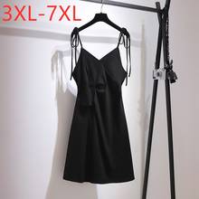 New 2021 French Summer Plus Size Slip Dress For Women Large Sleeveless Slim Black Cotton Camisole Mini Dress 3XL 4XL 5XL 6XL 7XL 2024 - buy cheap