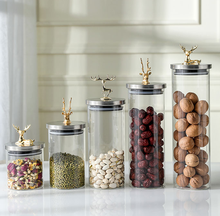 European-style Glass Sealed Tea Jar with Lid Snack Food Storage Jar Transparent Glass Dried Fruit Storage Jar Elk Ornaments 2024 - buy cheap