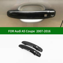 Para Audi A5 Coupe 8T3 Cabriolet 8F7 2007-2016 fibra de carbono patrón coche 2 manija de la puerta cubiertas de molduras con sin llave 2024 - compra barato