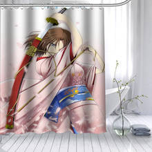 Cortina de chuveiro shiki ryougi kara no manual, cortina de poliéster com 12 ganchos para banheiro, à prova d'água, mofo, engraçada para banho 2024 - compre barato